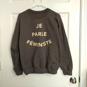 French Feminist Grey Crew Neck Sweater